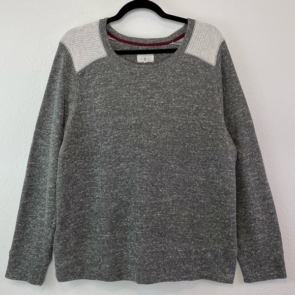 Loft Lou & Grey Sweatshirt Marled Gray Cream Shoulder Accent Sz XL Long Sleeve - Picture 1 of 9